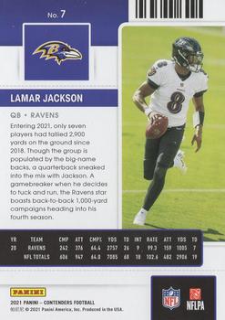 2021 Panini Contenders #7 Lamar Jackson Back