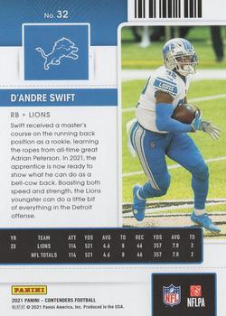 2021 Panini Contenders #32 D'Andre Swift Back