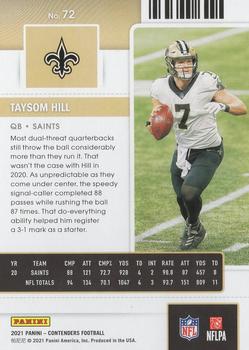 2021 Panini Contenders #72 Taysom Hill Back