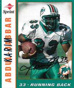 1998 Sprint Miami Dolphins #NNO Karim Abdul-Jabbar Front