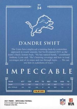 2021 Panini Impeccable - Emerald #34 D'Andre Swift Back