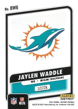 2021 Panini Instant Black and White Rookies #BW6 Jaylen Waddle Back