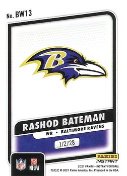 2021 Panini Instant Black and White Rookies #BW13 Rashod Bateman Back