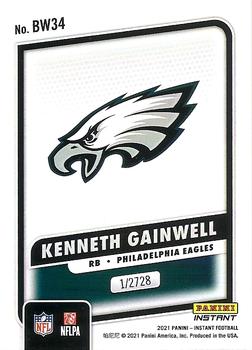 2021 Panini Instant Black and White Rookies #BW34 Kenneth Gainwell Back