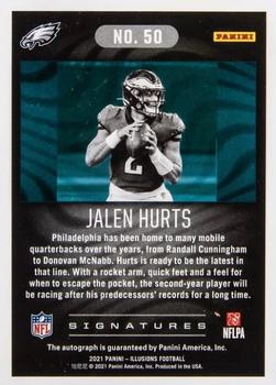 2021 Panini Illusions - Trophy Collection Signatures Red #50 Jalen Hurts Back