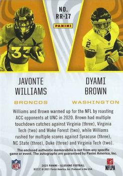 2021 Panini Illusions - Rookie Reflections Dual Patch Autographs #RR-17 Javonte Williams / Dyami Brown Back