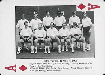 1974 West Virginia Mountaineers Playing Cards #A♦ Mountaineer Coaching Staff Front