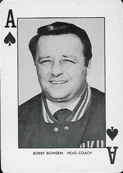 1974 West Virginia Mountaineers Playing Cards #A♠ Bobby Bowden Front