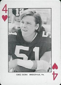 1974 West Virginia Mountaineers Playing Cards #4♥ Greg Dorn Front