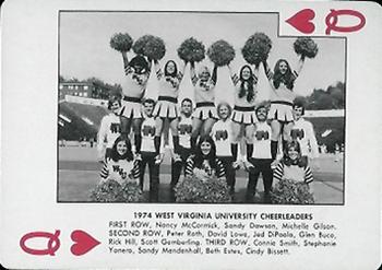 1974 West Virginia Mountaineers Playing Cards #Q♥ West Virginia University Cheerleaders Front