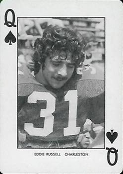 1974 West Virginia Mountaineers Playing Cards #Q♠ Eddie Russell Front