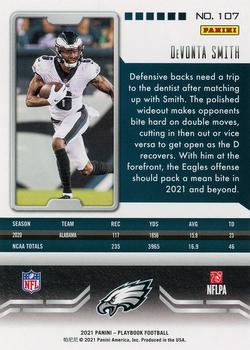 2021 Panini Playbook #107 DeVonta Smith Back