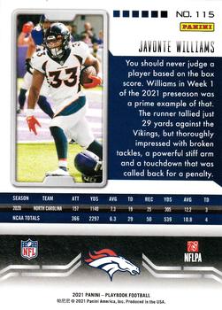 2021 Panini Playbook #115 Javonte Williams Back