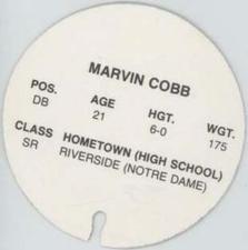 1974 USC Discs #NNO Marvin Cobb Back