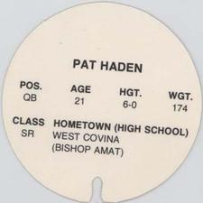 1974 USC Discs #NNO Pat Haden Back