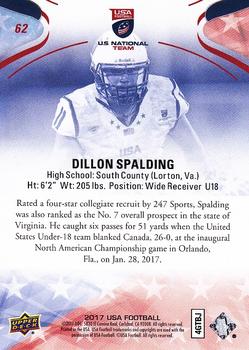 2017 Upper Deck USA Football - Blue Border #62 Dillon Spalding Back