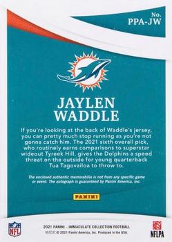 2021 Panini Immaculate - Premium Patch Rookie Autographs Premium Edition #PPA-JW Jaylen Waddle Back
