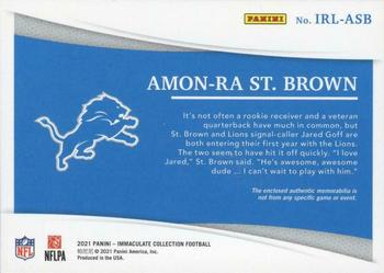 2021 Panini Immaculate - Immaculate Rookie Authentics #IRL-ASB Amon-Ra St. Brown Back