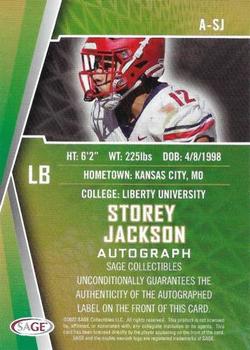2022 SAGE - Autographs Gold #A-SJ Storey Jackson Back