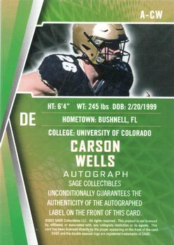 2022 SAGE - Autographs Red #A-CW Carson Wells Back