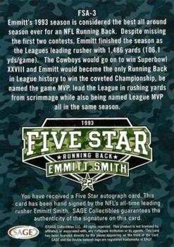 2022 SAGE - Five-Star Autographs #FSA-3 Emmitt Smith Back