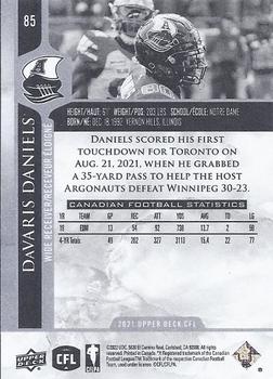 2021 Upper Deck CFL #85 DaVaris Daniels Back