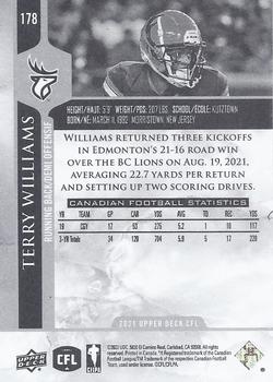 2021 Upper Deck CFL #178 Terry Williams Back