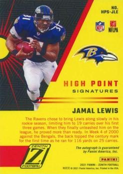 2021 Zenith - High Point Signatures #HPS-JLE Jamal Lewis Back