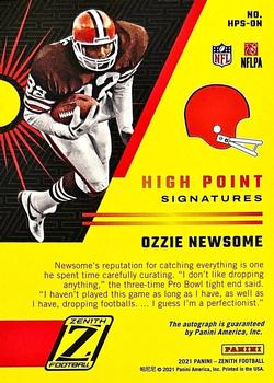 2021 Zenith - High Point Signatures Spokes #HPS-ON Ozzie Newsome Back
