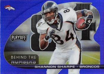 2021 Panini Playoff - Behind the Numbers Purple #BTN-SSH Shannon Sharpe Front