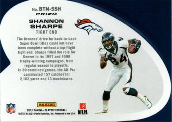 2021 Panini Playoff - Behind the Numbers Silver #BTN-SSH Shannon Sharpe Back
