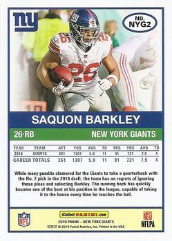 2019 Score New York Giants SGA #NYG2 Saquon Barkley Back