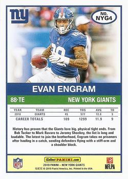 2019 Score New York Giants SGA #NYG4 Evan Engram Back