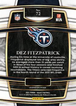 2021 Panini Select #72 Dez Fitzpatrick Back