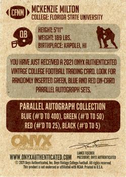 2021 Onyx Vintage College Football #CFMM McKenzie Milton Back