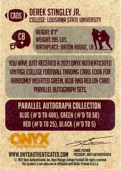 2021 Onyx Vintage College Football - Blue Signatures #CADS Derek Stingley Jr. Back