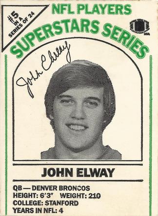 1986 DairyPak NFL Players Superstars Series - Green Letters #5 John Elway Front