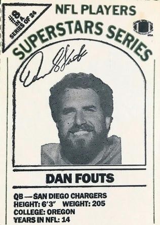1986 DairyPak NFL Players Superstars Series - Green Letters #8 Dan Fouts Front