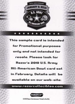 2010 Razor US Army All-American Bowl - SGA Samples #NNO Dillon Baxter Back