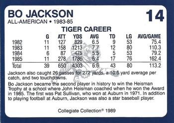 1989 Collegiate Collection Auburn Tigers (200) #14 Bo Jackson Back