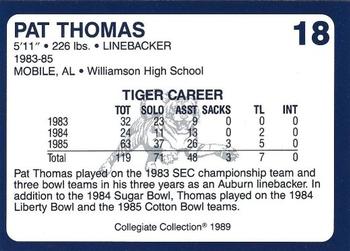 1989 Collegiate Collection Auburn Tigers (200) #18 Pat Thomas Back