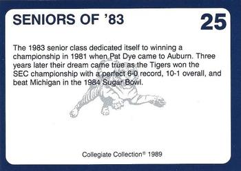 1989 Collegiate Collection Auburn Tigers (200) #25 Seniors of '83 Back