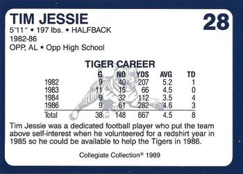 1989 Collegiate Collection Auburn Tigers (200) #28 Tim Jessie Back
