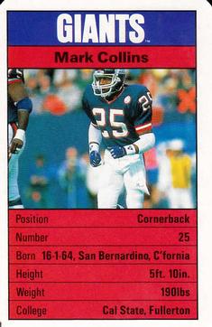 1987 Ace Fact Pack New York Giants #NNO Mark Collins Front