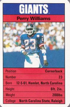 1987 Ace Fact Pack New York Giants #NNO Perry Williams Front