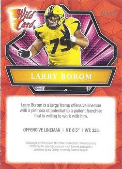 2021 Wild Card Alumination - Red Holo-Lux Crystal Paper #ABC-34 Larry Borom Back