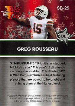 2021 Wild Card Alumination - Starbright Red #SB-25 Greg Rousseau Back