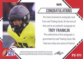 2021 Pro Set College Football - Autographs #PS-TF1 Troy Franklin Back