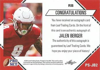 2021 Pro Set College Football - Autographs Gold #PS-JB2 Jalen Berger Back