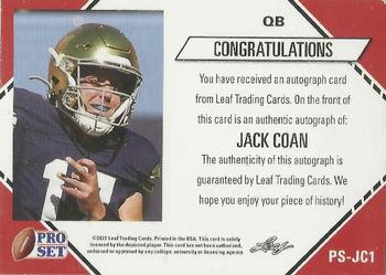 2021 Pro Set College Football - Autographs Gold #PS-JC1 Jack Coan Back